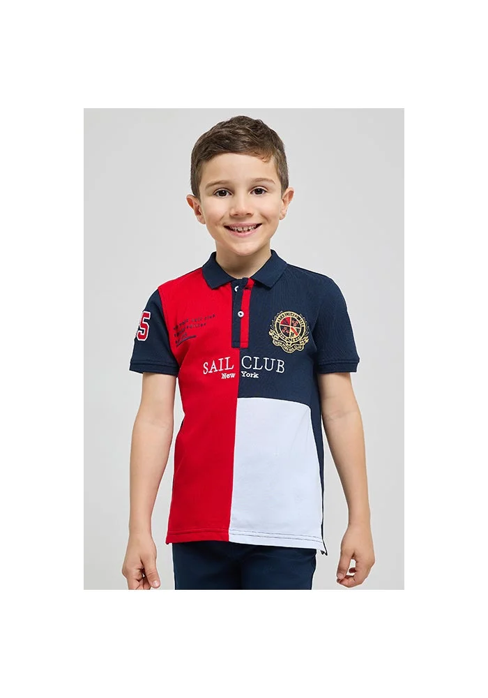 R&b Color Block Polo T-Shirt with Short Sleeves