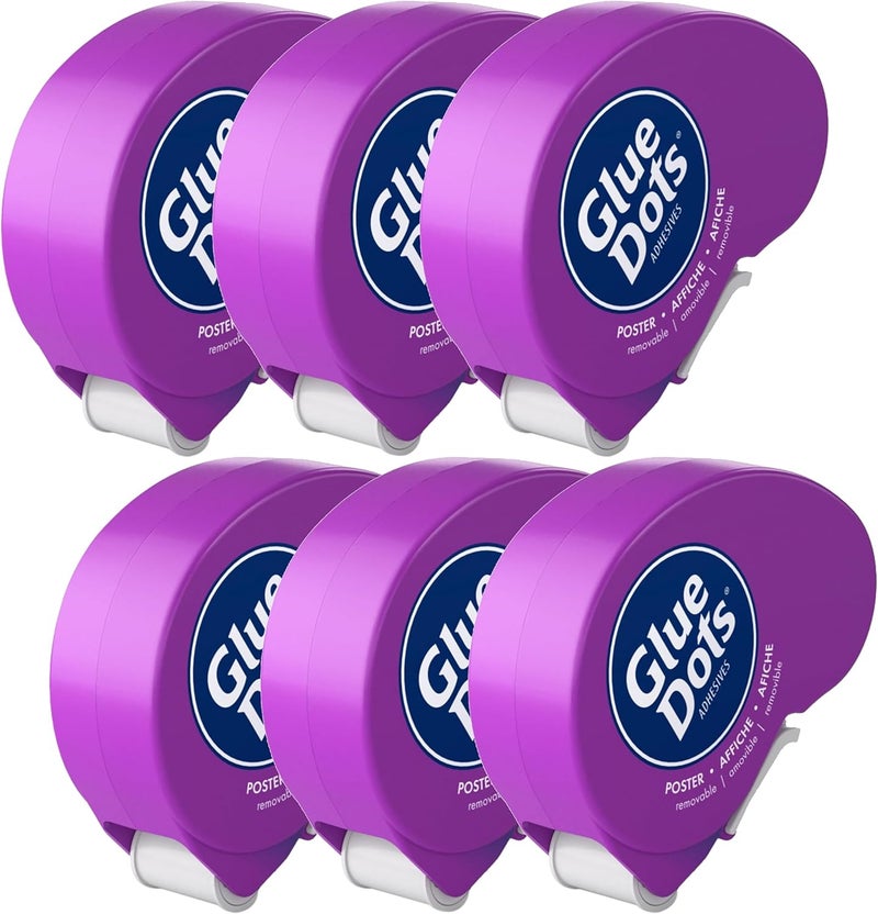 Glue Dots Poster Dot N' Go Dispensers, Set of 6 Complete Dispensers, Each with 200 (.375 Inch) Poster Adhesive Dots, 1200 Dots/Pack (24233-AMZ) - Image 1