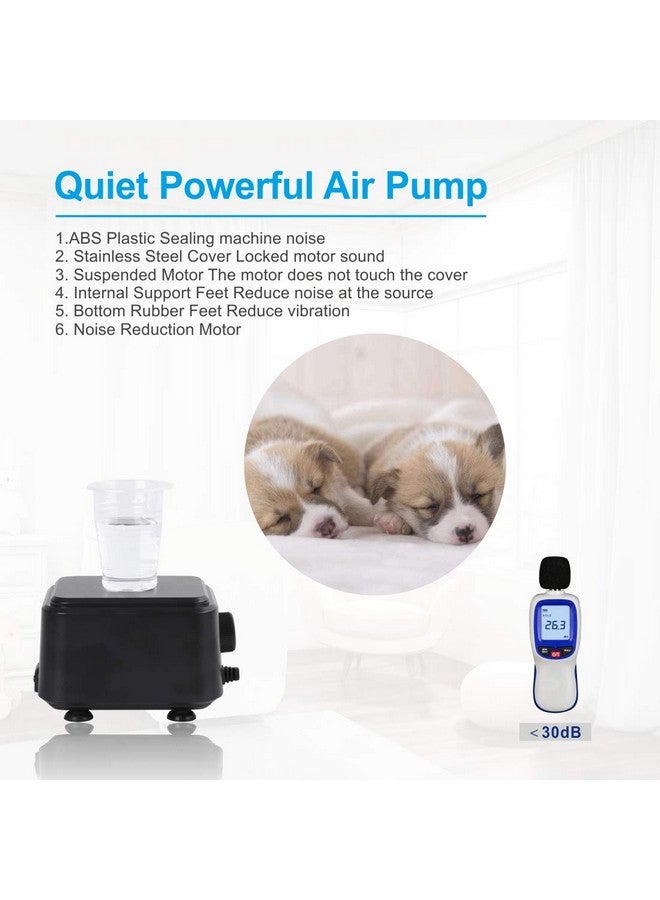 Hygger Small Quietest Aquarium Air Pump, Adjustable Oxygen Pump 2 Air Outlets Ultra Silent Powerful Aerator Pump 160Gph 5W - Image 2