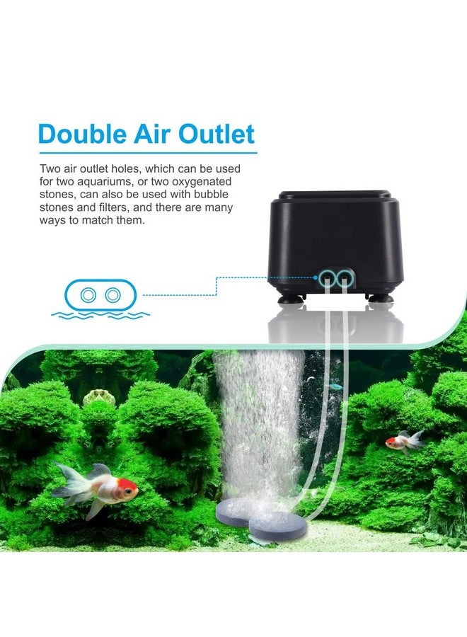 Hygger Small Quietest Aquarium Air Pump, Adjustable Oxygen Pump 2 Air Outlets Ultra Silent Powerful Aerator Pump 160Gph 5W - Image 3