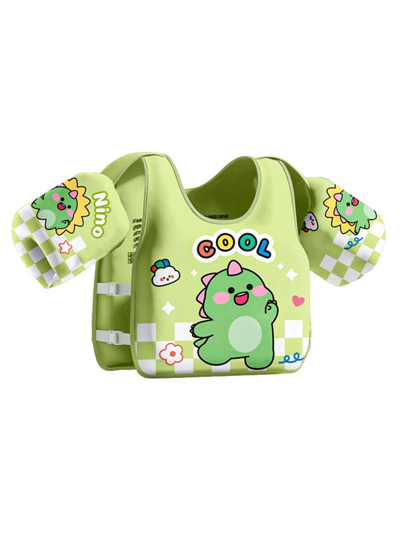 Dominy Non-inflatable children's buoyancy vest for boys and girls with floating sleeves, baby armbands, beginner buoyancy swimsuits,Baby Pool Float Fit 20-60 Lbs,2-7 years oldChildren Water Sports Learning Swim Training Equipment,Beach Supplies(Green)  - Image 1