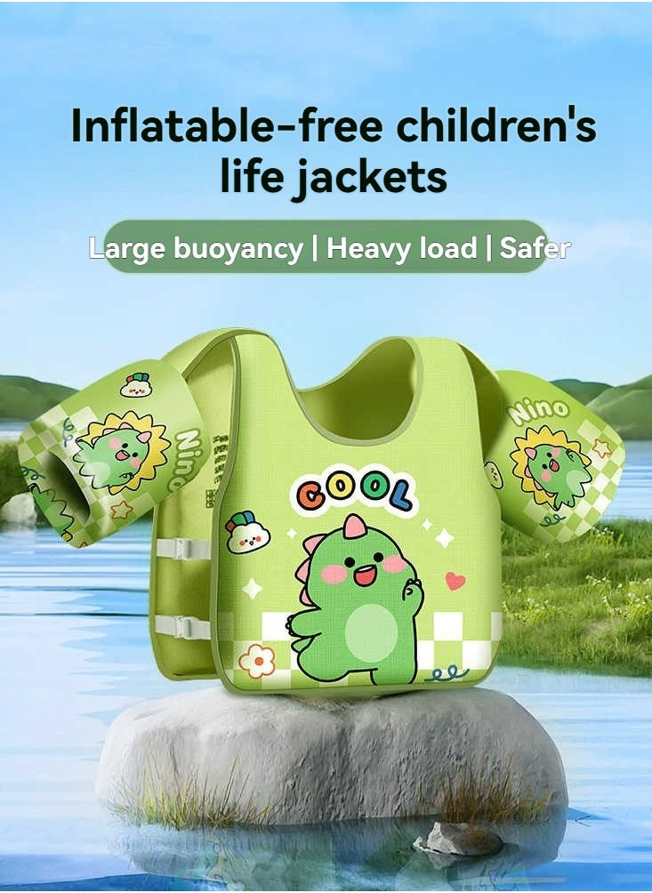 Dominy Non-inflatable children's buoyancy vest for boys and girls with floating sleeves, baby armbands, beginner buoyancy swimsuits,Baby Pool Float Fit 20-60 Lbs,2-7 years oldChildren Water Sports Learning Swim Training Equipment,Beach Supplies(Green)  - Image 4