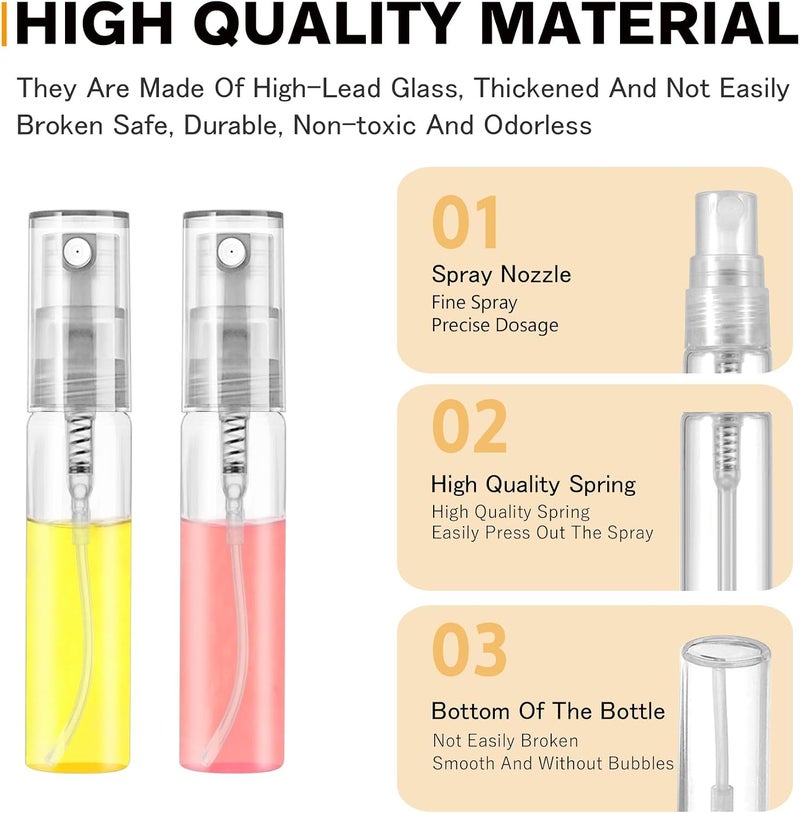 Bukela 105PCS 5ML Mini Spray Bottles, Clear Glass Refillable Perfume Bottles, Fine Mist Empty Fragrance Containers, Travel Size Essential Oil Atomizer, for Cosmetics, Makeup, Cleaning - Image 4