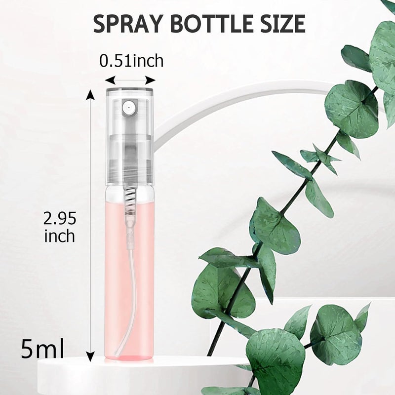 Bukela 105PCS 5ML Mini Spray Bottles, Clear Glass Refillable Perfume Bottles, Fine Mist Empty Fragrance Containers, Travel Size Essential Oil Atomizer, for Cosmetics, Makeup, Cleaning - Image 2