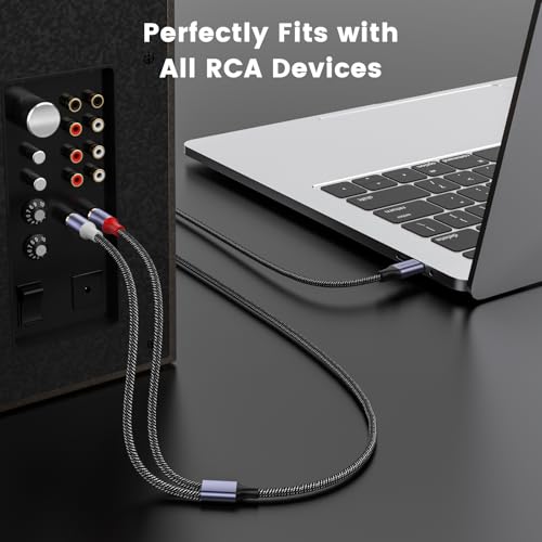 MOSWAG USB C to 2 RCA Audio Cable 3.3FT, Type C to 2 Male Y RCA Splitter, ype C to 2RCA Jack Male Y Splitter Cord Adapter Compatible iPhone 1615, Home Theater Amplifier TV Speaker Hi-Fi Amplifer - Image 3