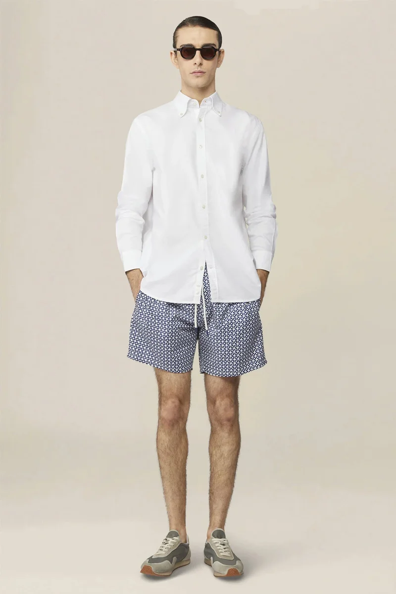 Men's geometric pattern swimwear - DK Blue
