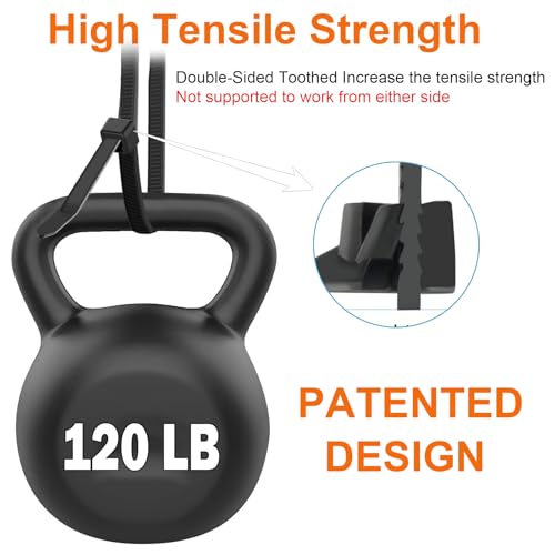 JIANYANG Zip Ties Heavy Duty 12 inch，V-Shaped Toothed Double Sided With 120 LBS Tensile Strength Cable Ties ，Extra Large Wire Ties Adjustable Nylon Tie Wraps for Indoor Outdoor Patented Design（100 Pack Black） - Image 5