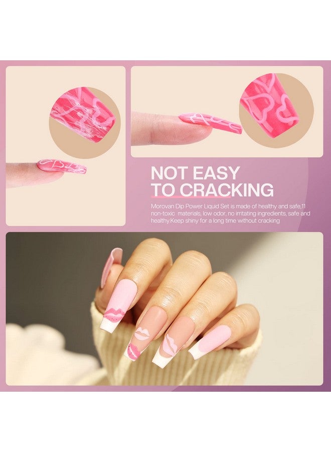 Morovan Dip Powder Liquid Set with Activator Base Top Coat and Dipping Powder Brush Saver 4pcs 0.5oz for Dip Powder Nail Kit - Image 4