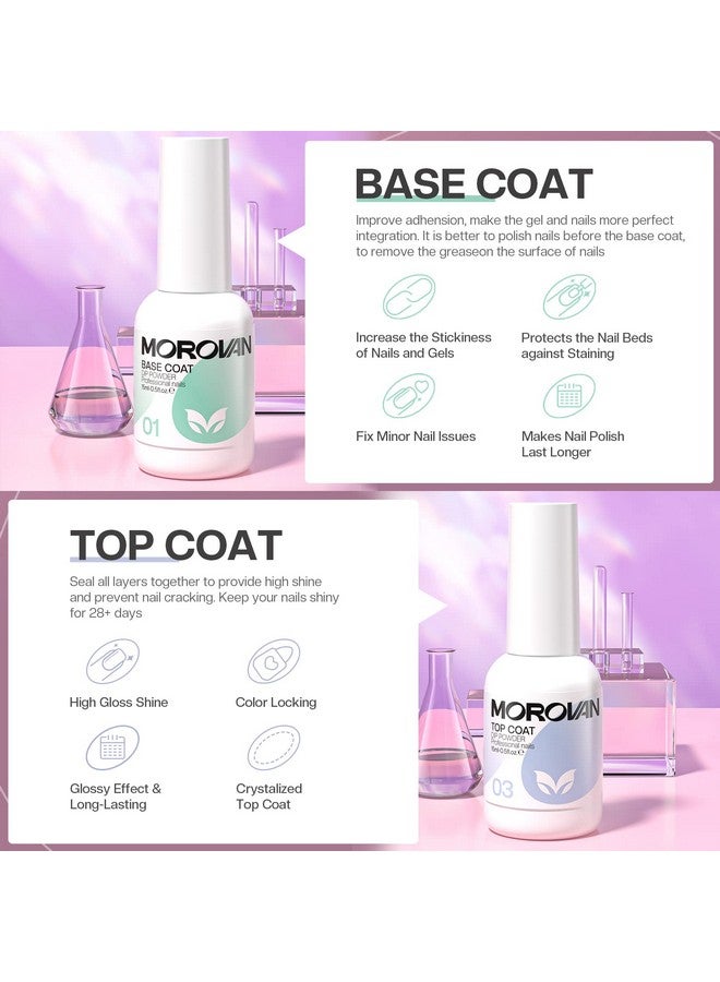 Morovan Dip Powder Liquid Set with Activator Base Top Coat and Dipping Powder Brush Saver 4pcs 0.5oz for Dip Powder Nail Kit - Image 5
