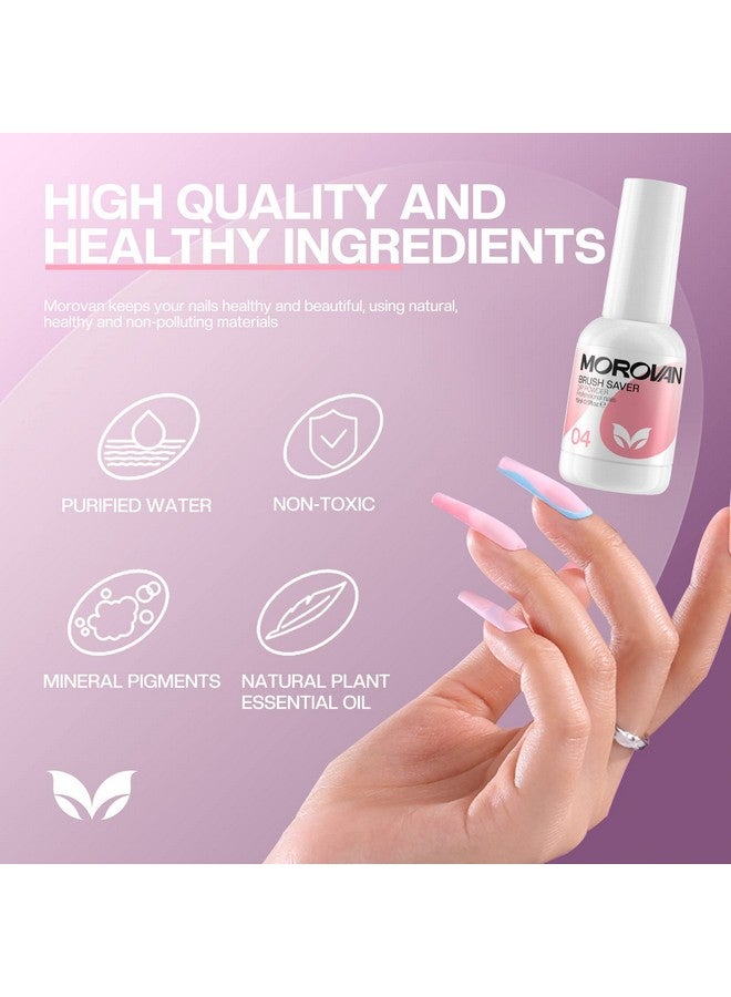 Morovan Dip Powder Liquid Set with Activator Base Top Coat and Dipping Powder Brush Saver 4pcs 0.5oz for Dip Powder Nail Kit - Image 3