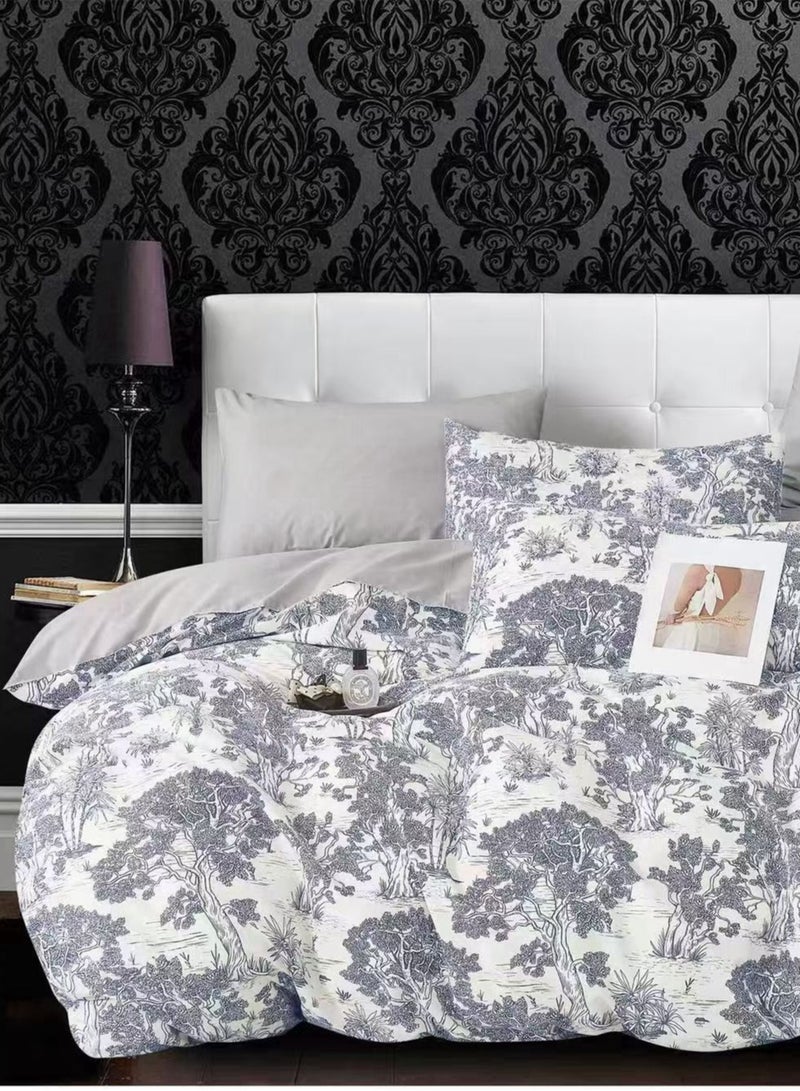 Duoduo home طقم سرير 100% قطن، طقم غطاء لحاف عالي الجودة، حجم ملكي، 6 قطع مع غطاء لحاف 220*240 سم وشيت ملائم و4 أغطية وسائد - Image 1