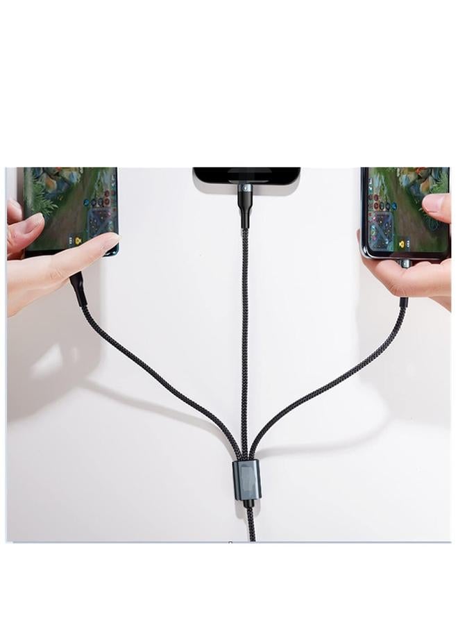 بروماس كابل شحن ونقل بيانات أصلي مغطى بالنايلون 3 في 1 متوافق مع جميع الأجهزة iPhone Huawei Samsung Xiaomi اللون الأسود - Image 4