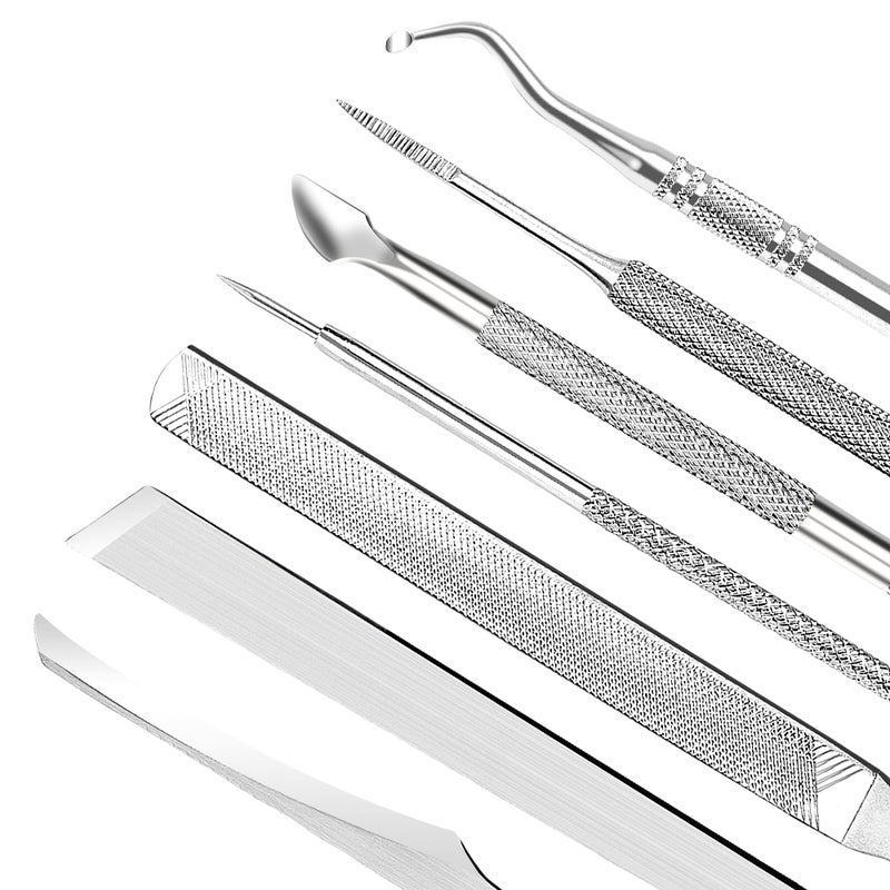 ZIZZON 7 Pcs Ingrown Toenail File and Lifters Set, Stainless Steel Ingrown Toenail Removal Kit, Under Nail Cleaner Pedicure Tools - Image 3