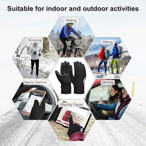 ZaySoo Full Finger Cycling Gloves for Men and Women - Touchscreen Enabled - Black - Image 4