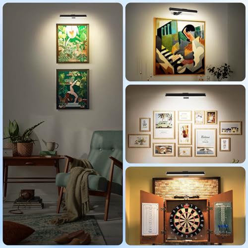 TINTINDOC Picture Light Battery,Brightness Dimmable Timer Setting,Rechargeable Painting Light for Pictures Display Art on Wall with 3 Colors Lighting Remote,Used for Frames Dartboard Portrait - Image 5