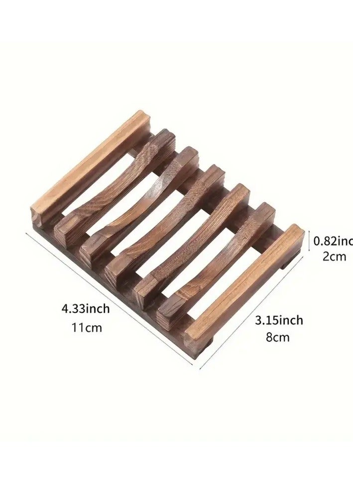 يوكانبي قطعتان من صحن الصابون الخشبي الأنيق بتصميم تصريف ذاتي - مثالي لديكور وتنظيم الحمام - Image 2