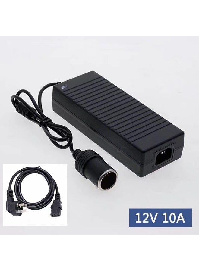 220V To 12V Cigarette Head Power ConVerter Car Vacuum Cleaner Air Pump Refrigerator Car Washing Machine Power Supply-Color:Black-Specifications:12V10A