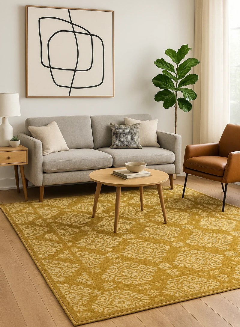 لوفت بريستول، سجادة أريكة، سجادة غرفة معيشة حديثة، سجادات أرضية ناعمة، وسائد سجادة، سجادة أريكة غير قابلة للانزلاق، سجادة غرفة معيشة قابلة للغسل، مقاس 160*235 سم، ذهبي-605-CG1-D - Image 1