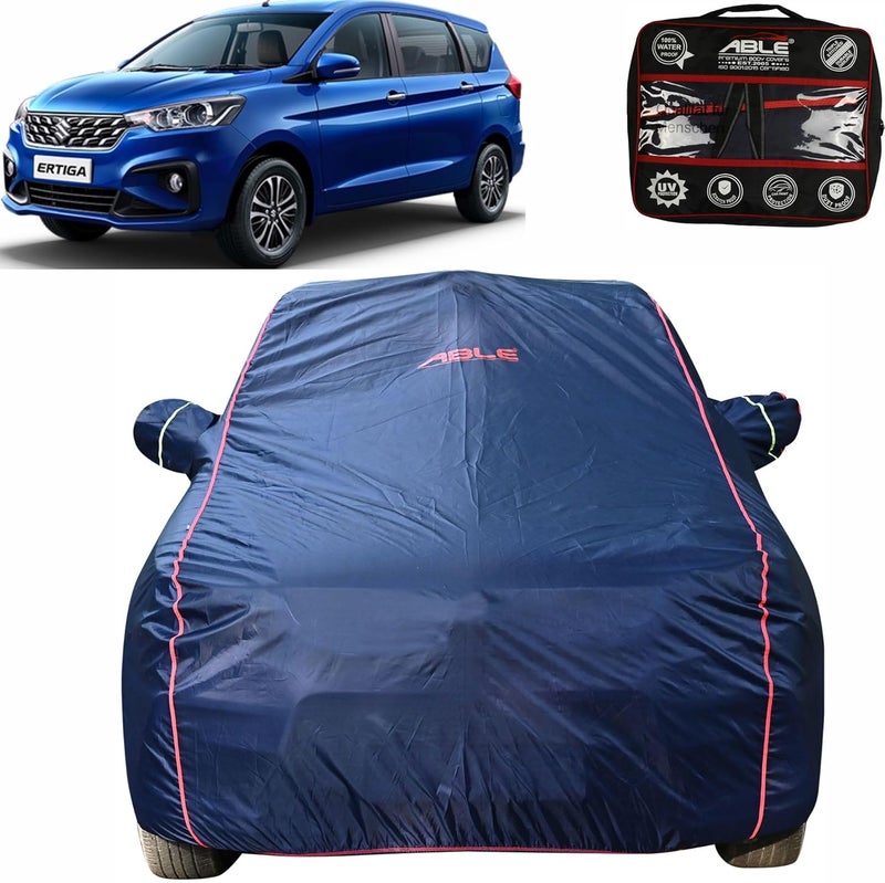Able Parashuit Blue WR Series Car Body Cover with Mirror Pockets and Driver Door Zipper Compatible for Maruti New ERTIGA Type-II (2018 to Till Now Model) - Image 1