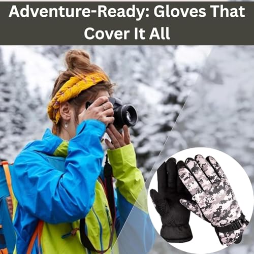 PulGos Set-1 Winter Thermal Camouflage Gloves for Men & Women | Windproof Warm Gloves for Riding, Cycling, Skiing & Outdoor Activities | Adjustable Strap, Comfort Fit & Cold-Weather Protection – Grey - Image 4