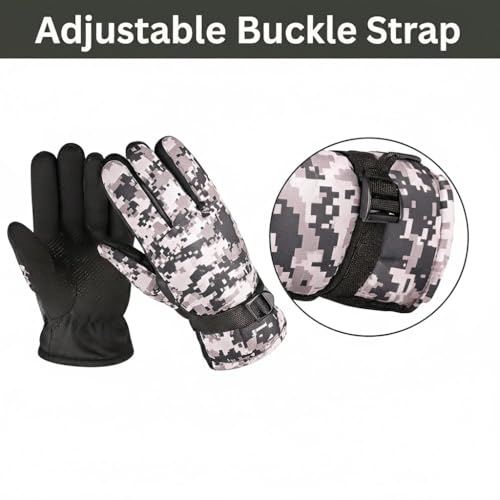 PulGos Set-1 Winter Thermal Camouflage Gloves for Men & Women | Windproof Warm Gloves for Riding, Cycling, Skiing & Outdoor Activities | Adjustable Strap, Comfort Fit & Cold-Weather Protection – Grey - Image 2