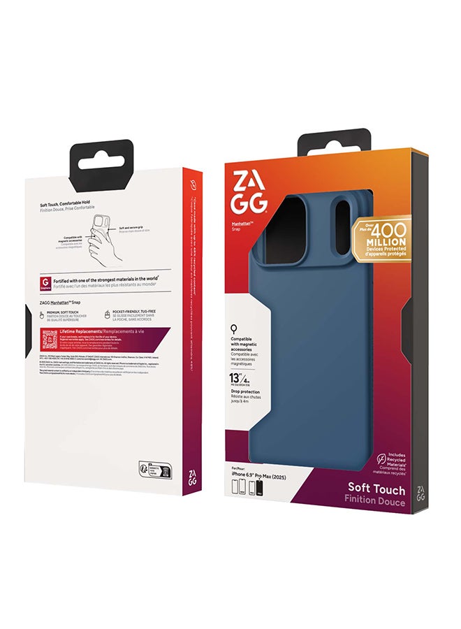 ZAGG iPhone 17 Pro Max Case – Manhattan Snap MagSafe Compatible Slim Protective Silicone Cover with Graphene Strength & 13 ft Drop Protection – Ocean Abyss - Image 1