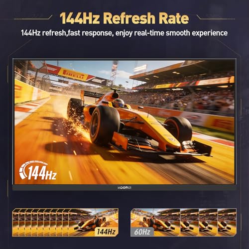 KOORUI 24 Inch Gaming Monitor 144Hz Full HD 1920 x 1080p IPS Ultra-Slim Display with HDMI VGA, Adaptive Sync, 99% SRGB, VESA 100x100mm, Eye Care, Tilt, HDMI 2.0, Black, E2411K - Image 2