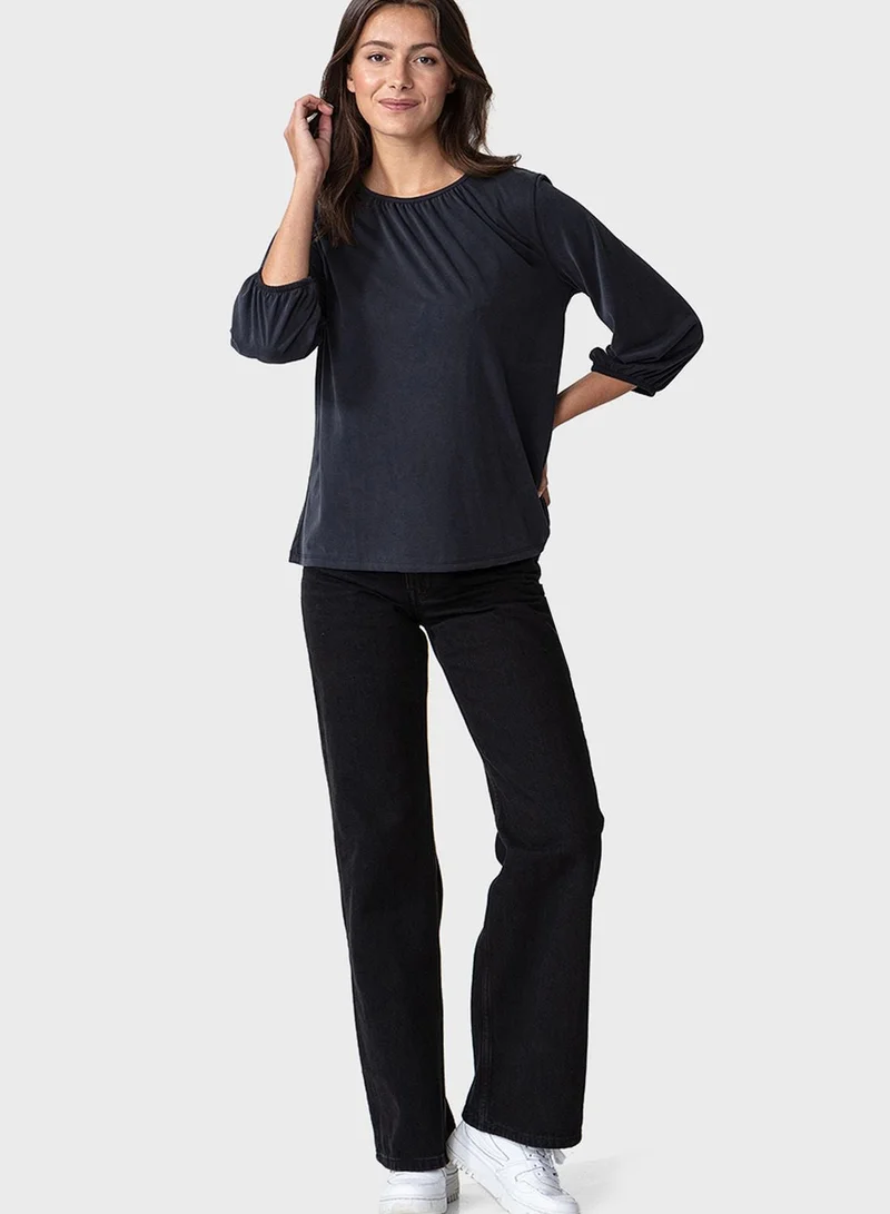 INDISKA  Balloon Sleeve Crew Neck Top for Women | Best Price UAE