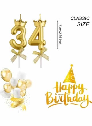 Number Birthday Candles(0-9),Metallic Cake Cupcake Candles,Happy Birthday Party Cake Topper Decoration Gifts for Women Men Gold - view 2