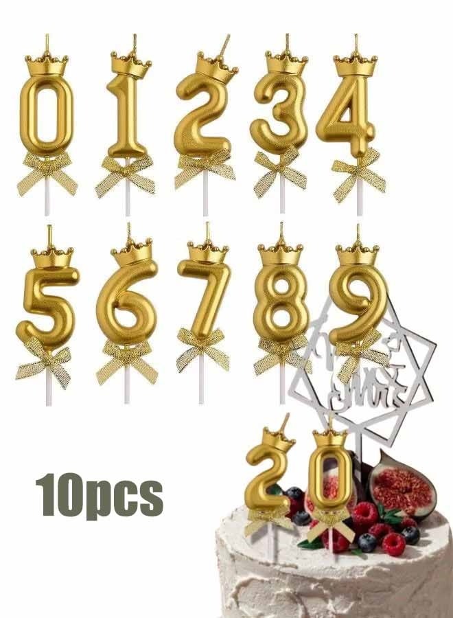 واي جيه شموع أرقام عيد الميلاد (0-9)، شموع كعكة كب كيك معدنية، تزيين كعكة عيد ميلاد سعيد، هدايا للنساء والرجال باللون الذهبي - Image 1