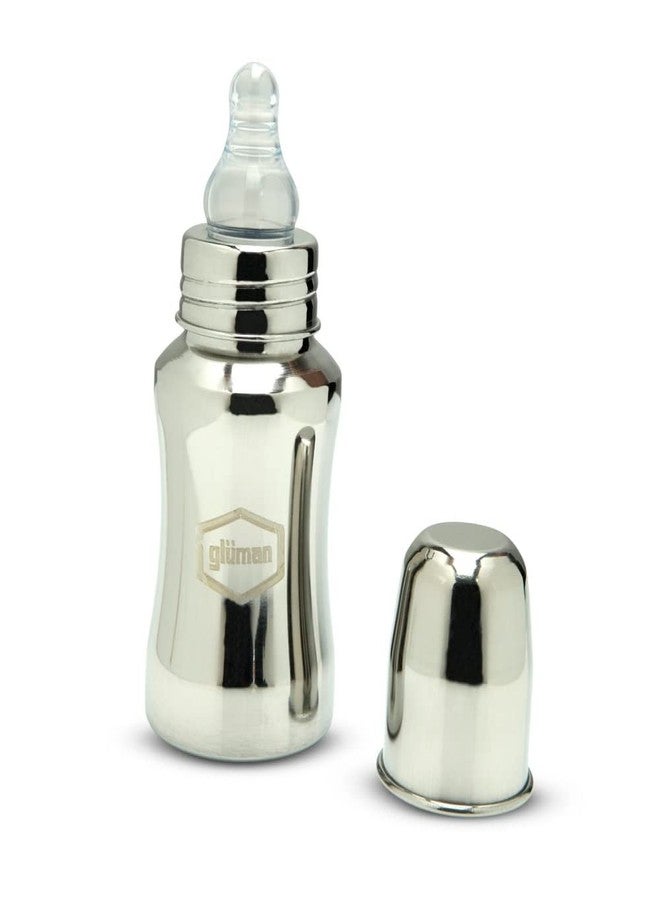 Gluman Grade 304 Stainless Steel Baby Feeding Bottle for Kids Steel Feeding Bottle for Milk and Baby Drinks Zero Percent Plastic No Leakage with Internal ML Marking (180 ML) - Image 3
