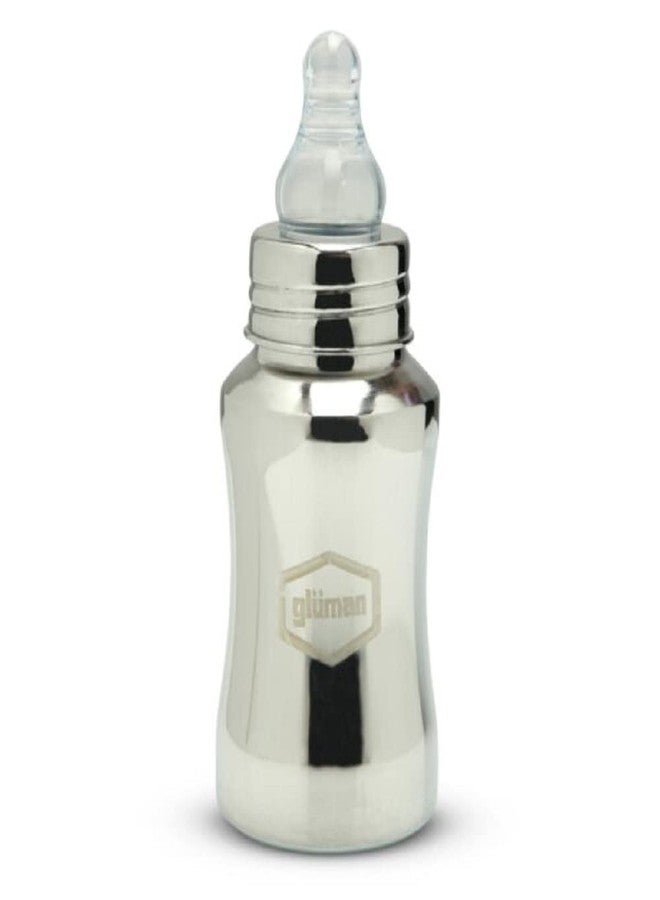 Gluman Grade 304 Stainless Steel Baby Feeding Bottle for Kids Steel Feeding Bottle for Milk and Baby Drinks Zero Percent Plastic No Leakage with Internal ML Marking (180 ML) - Image 2