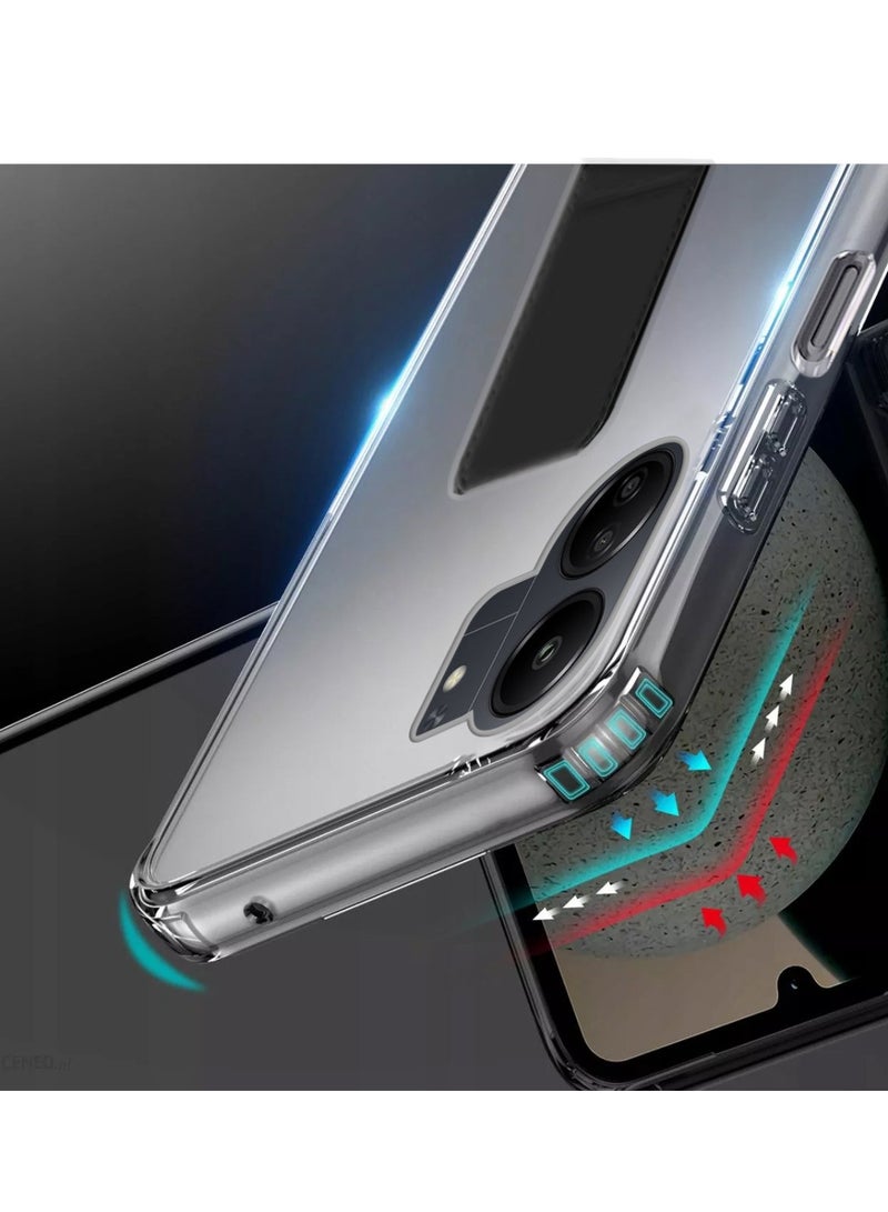 Techie Shockproof Airbag with Secure Hand Magnetic Absorption Grip Case Holder For Xiaomi Redmi 13C 4G – Clear / Black  - Image 3