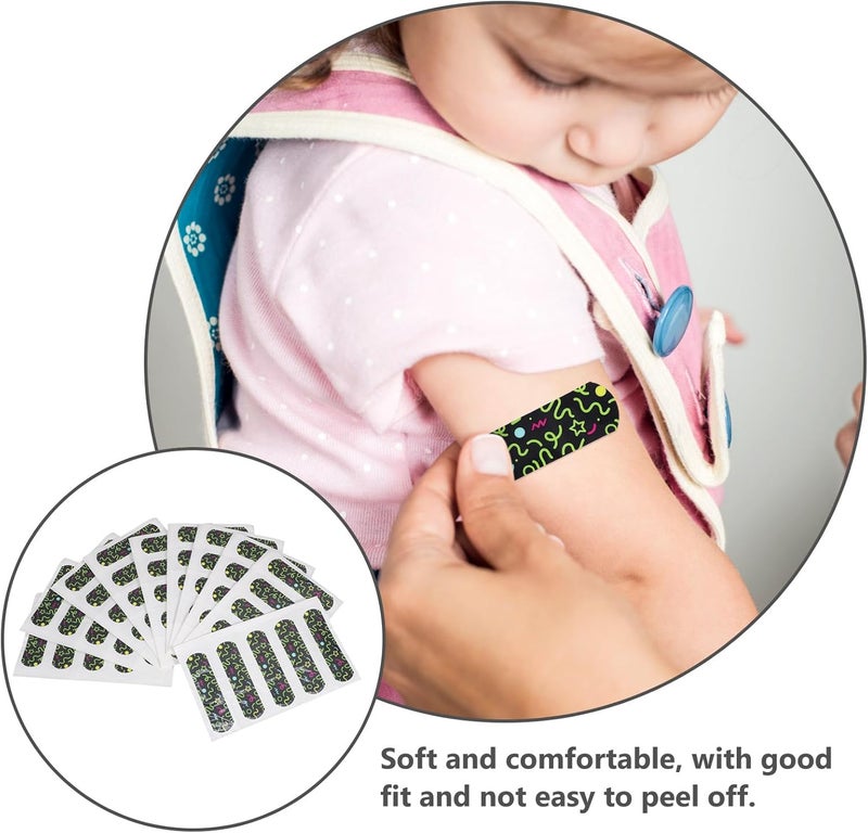 COLLBATH Glowing Wound Care Patches 100pcs, Breathable Adhesive Bandages Cartoon Patterns, Night Safety Glow Fingertip Bandages for ’s Small Wounds and Injuries - Image 2