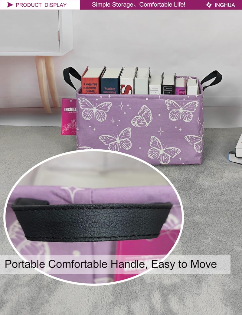 INGHUA Rectangular Storage Basket Fabric Organizer Bin for Toys,Books,Clothes,Gifts,Pets-Perfect for Home,Office,Nursery,Dorm,Shelf(Rec-butterfly ) - Image 5