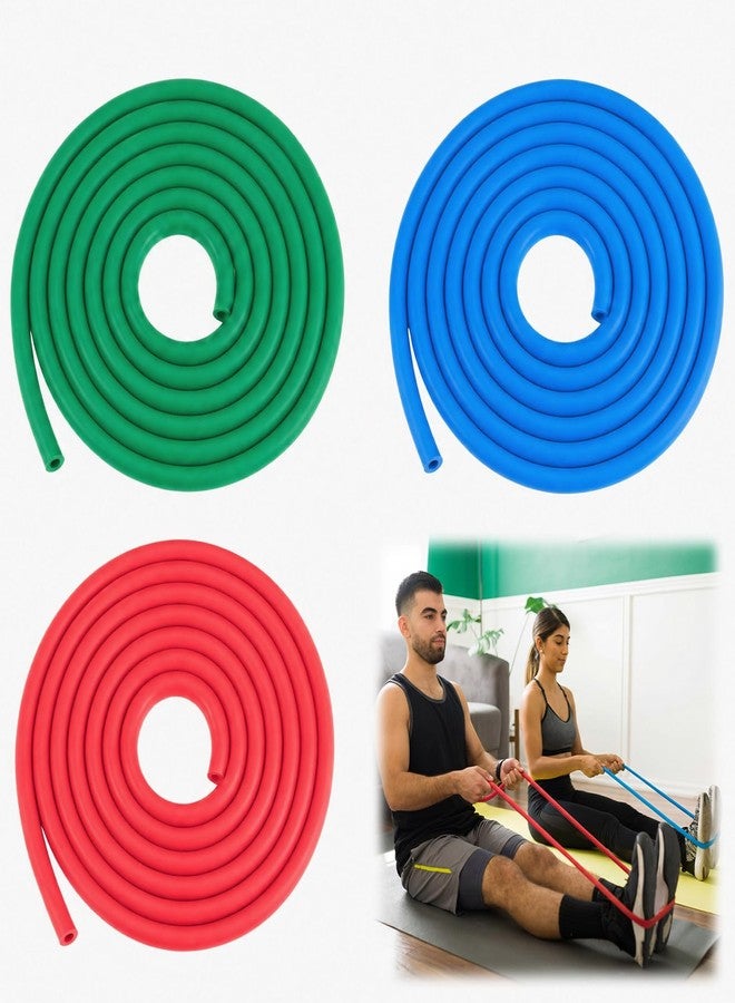 Wesnoy 3 Roll Resistance Tube Bands, Heavy Duty Exercise Bands Light Medium Heavy, 10ft Long Latex Workout Tubing for Strength Training, Lower Pilates, Home Gym Fitness - Image 1