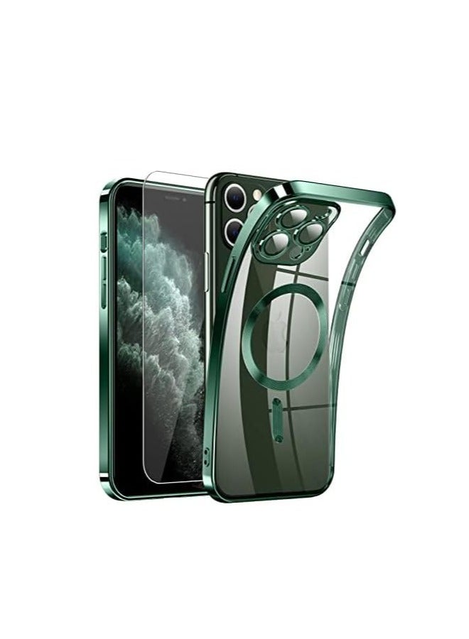 ten.tech Transparent Magnetic Protection Cover Compatible with MagSafe for iPhone 11 Pro Max Mobile Phone, Anti-Shock and Anti-Scratches, and Camera Lens Protector (green) by Tin Tech  - Image 1