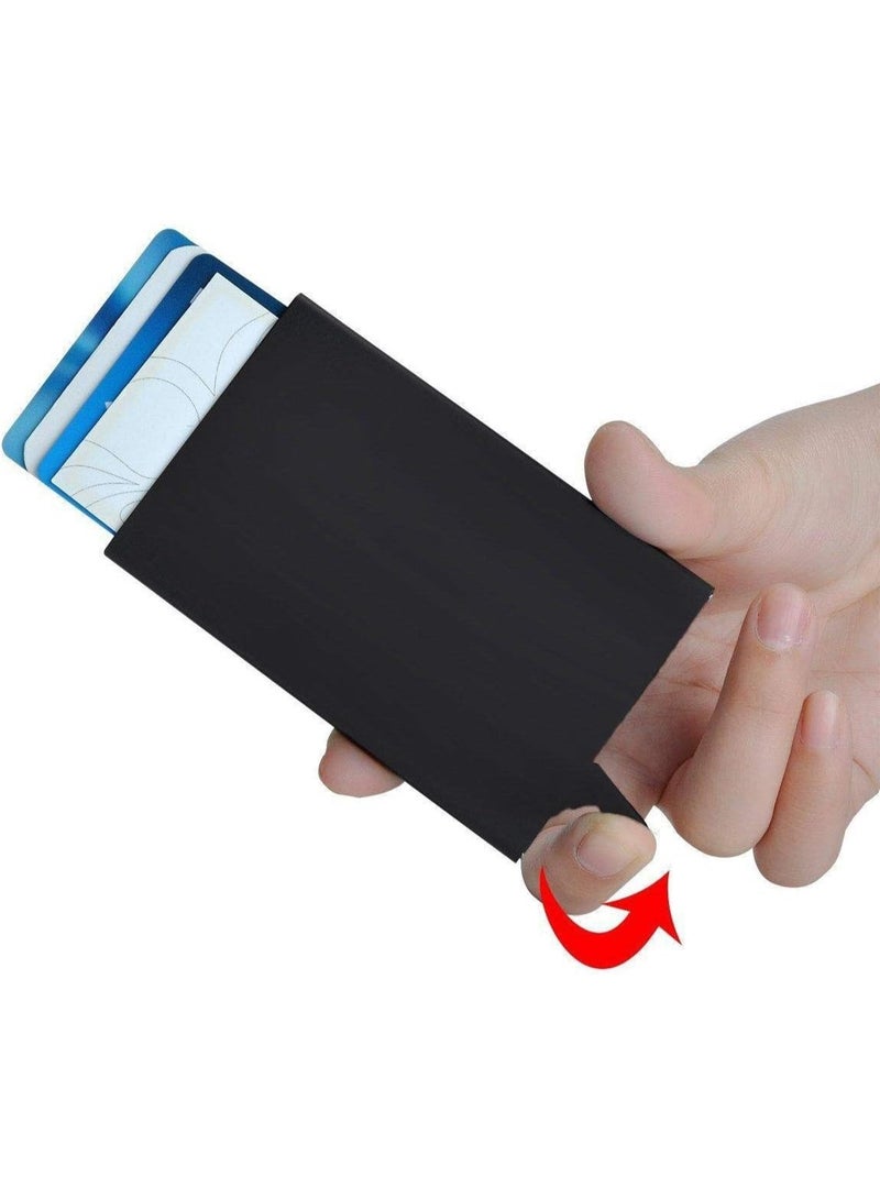 Mens Card Cases, Slim Card Holder Wallet for Men and Women, Minimalist RFID Blocking Wallet with Pop-Up Function, Thin Design, Metal Card Cases Holds 6+6 Cards, Gifts for Men, Men's Accessories - Image 5