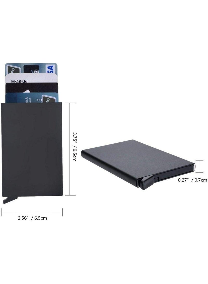 Mens Card Cases, Slim Card Holder Wallet for Men and Women, Minimalist RFID Blocking Wallet with Pop-Up Function, Thin Design, Metal Card Cases Holds 6+6 Cards, Gifts for Men, Men's Accessories - Image 4
