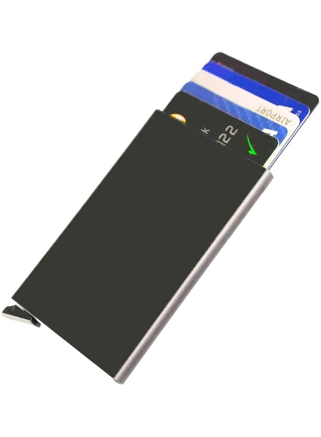 Mens Card Cases, Slim Card Holder Wallet for Men and Women, Minimalist RFID Blocking Wallet with Pop-Up Function, Thin Design, Metal Card Cases Holds 6+6 Cards, Gifts for Men, Men's Accessories - Image 1