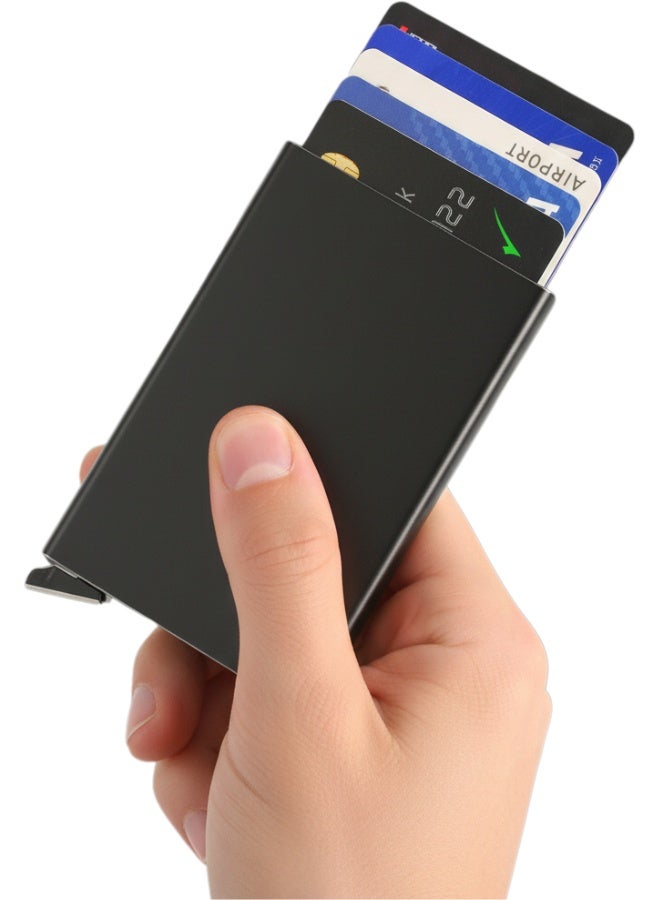 Mens Card Cases, Slim Card Holder Wallet for Men and Women, Minimalist RFID Blocking Wallet with Pop-Up Function, Thin Design, Metal Card Cases Holds 6+6 Cards, Gifts for Men, Men's Accessories - Image 2