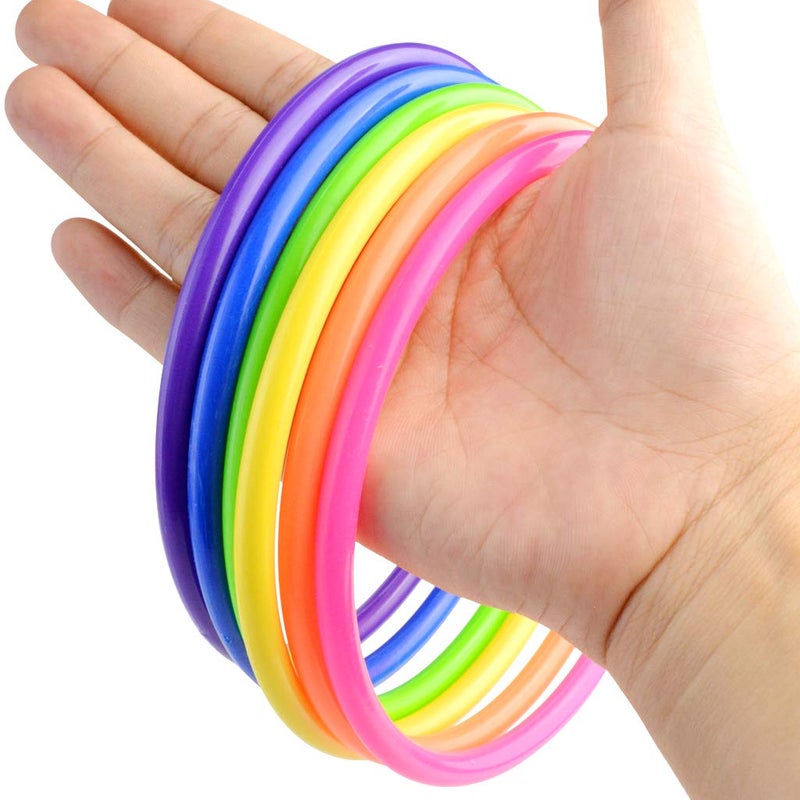 Topbuti 24 Pcs Multicolor Plastic Toss Rings Kids Ring Toss Game Carnival Rings for Speed and Agility Practice Games, Garden Backyard Outdoor Games, Bridal Shower Game, Game Booth - Image 5