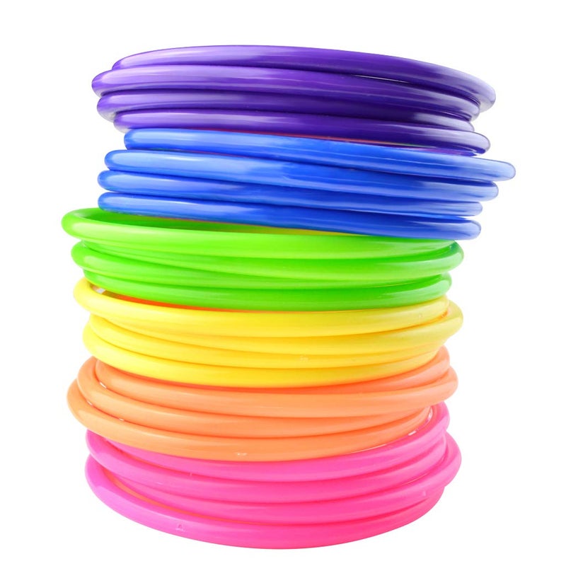 Topbuti 24 Pcs Multicolor Plastic Toss Rings Kids Ring Toss Game Carnival Rings for Speed and Agility Practice Games, Garden Backyard Outdoor Games, Bridal Shower Game, Game Booth - Image 1