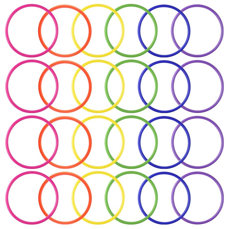 Topbuti 24 Pcs Multicolor Plastic Toss Rings Kids Ring Toss Game Carnival Rings for Speed and Agility Practice Games, Garden Backyard Outdoor Games, Bridal Shower Game, Game Booth - Image 2