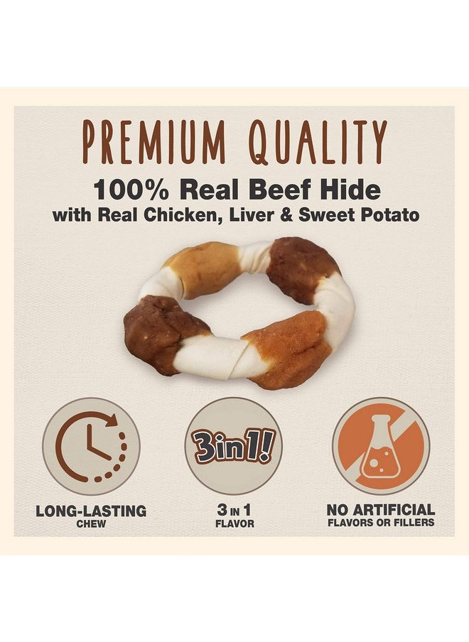 Cadet Cadet Gourmet Triple-Flavored Ring - Beef Hide Kabob Dog Treats - Healthy & Natural Chicken, Liver, & Sweet Potato Dog Treats for Dogs Over 30 lbs. (2 Count)  - Image 2