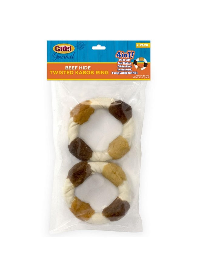 Cadet Cadet Gourmet Triple-Flavored Ring - Beef Hide Kabob Dog Treats - Healthy & Natural Chicken, Liver, & Sweet Potato Dog Treats for Dogs Over 30 lbs. (2 Count)  - Image 1