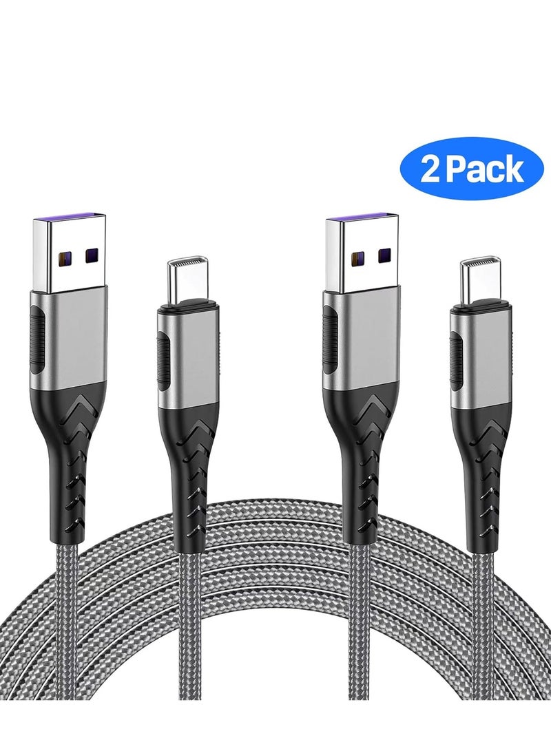 General USB C Cable, Upgarded 2Pack 10ft Fast USB Type C Charging Cable for Android/Phone/Pad/Laptop, Type C Charger Braided USB Cable Compatible withi Phone 15/Pro/Plus/Max/Sam.Sung-Silver  - Image 2