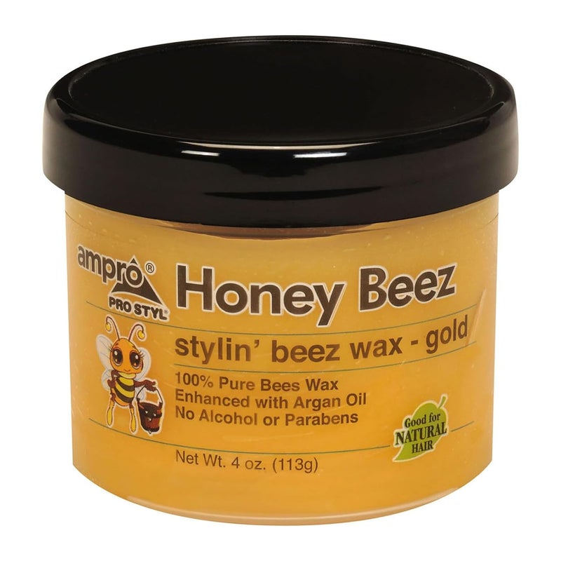 Ampro Ampro Pro Styl Beez Wax  Softens Your Hair and Provides Strong Hold  Infused with Argan Oil to Smooth and Condition Tresses  Creates Sleek Looks When Locking Curling and Braiding  Gold  4 oz
