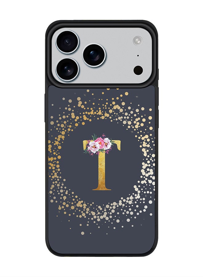 Stylizedd iPhone 17 Pro Max Case, [Compatible with MagSafe] Slim Magnetic cover Phone Case iPhone 17 Pro Max -Custom Monogram Floral - T  (Grey ) - Image 1