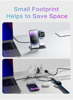 Fazza 3 in 1 Wireless Charger Foldable Pad, 15W  Fast Magnetic All in One Travel Charging Station, for iPhone Series, for Apple Watch  , for AirPods Pro (Black)  - Image 2